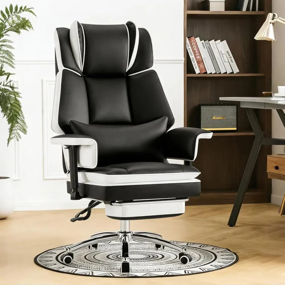 Sedia da Ufficio Ergonomica con Schienale Alto, Supporto Lombare Regolabile e Funzioni Reclinabili, Nero/Bianco