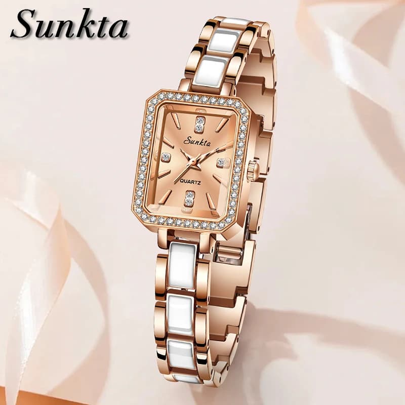 LIGE Marca SUNKTA Orologio da donna di lusso Moda elegante orologi da polso al quarzo Impermeabile in lega-resina Orologi da donna Regalo Reloj Mujer