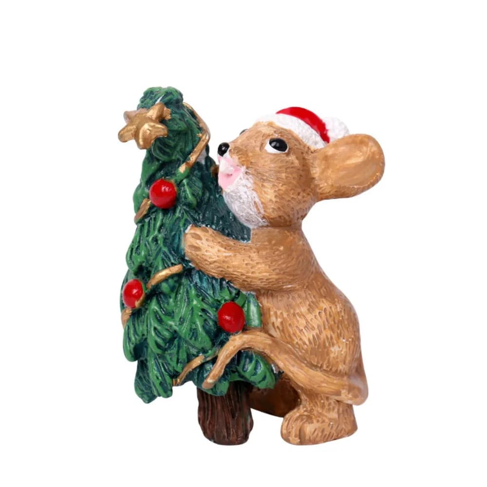 Miniature di Animali Natalizi, Statuette di Topi, Ornamenti per Micro Paesaggi Natalizi, Mini Cartoni Animati