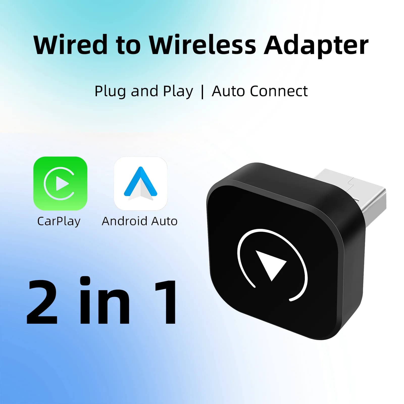Dongle Wireless CarPlay and Android Auto 2026, Quick Connection, Compact Plug & Play for iPhone/Android, USB/USB-C, No Deals