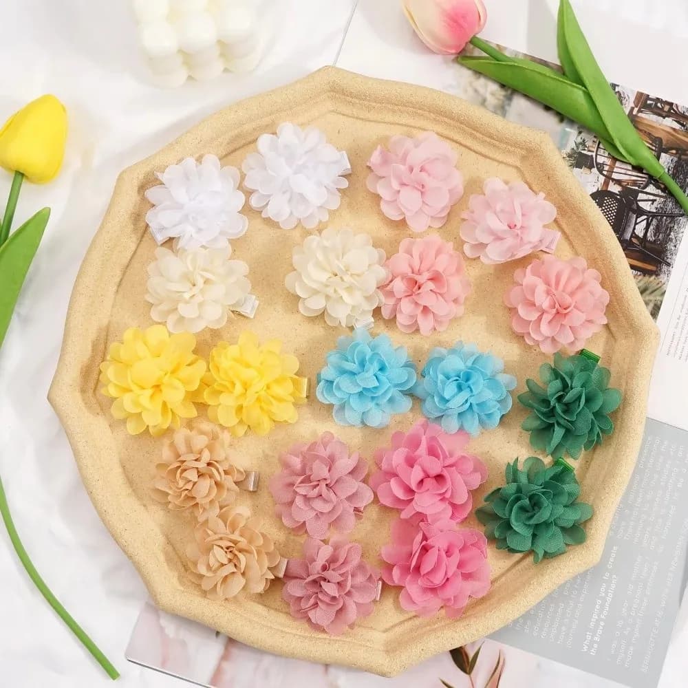 Graziose Mollette per Capelli in Chiffon a Forma di Fiore, Antiscivolo, Dolci Fermagli per Capelli, Accessori per Acconciature da Principessa
