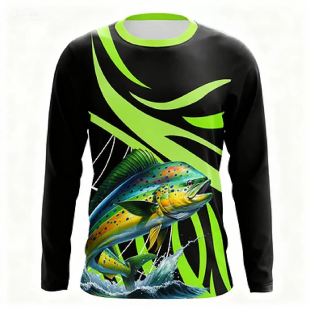 Abbigliamento da pesca creativo colorato 3D Protezione solare traspirante Top ad asciugatura rapida Pesca all'aperto Sport Camicie casual a maniche lunghe