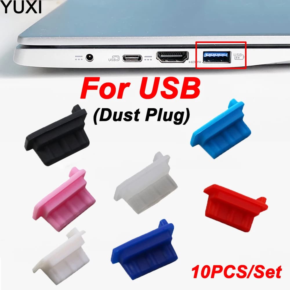 YUXI 10pc USB Dust Plug Charger Port Cover Cap USB Hole Plug USB Master Dust Cap Silicone antipolvere Protector Tablet PC Notebook