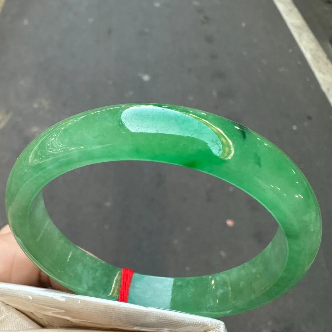 10 Real Natural Grade AAA Ice Green Burmese Jade jadeite bracelet bangle 57MM