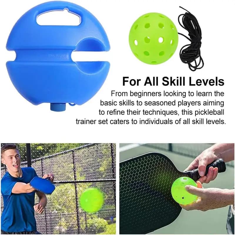 Allenatore per Pickleball e Tennis con Palla di Rimbalzo e Base con Corda, Strumento di Allenamento per Autoapprendimento, Attrezzatura per Esercizi