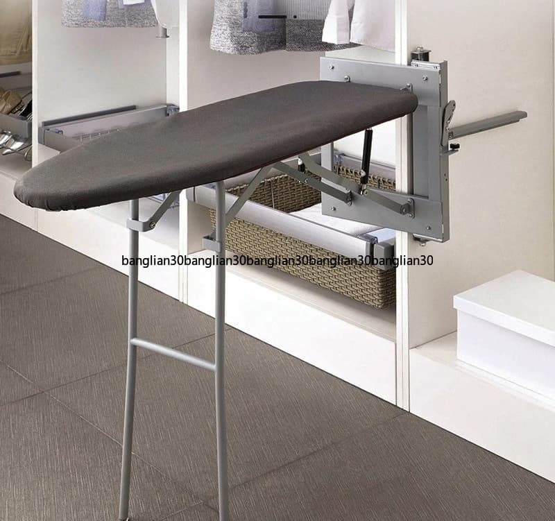 Wardrobe side mounted rotating iron, embedded ironing board in household cabinet, extended folding hanging iron rack
