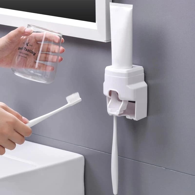 Dispenser Automatico Creativo per Dentifricio, Spremitore di Dentifricio, Porta Spazzolini, Accessori Bagno, Organizzatore