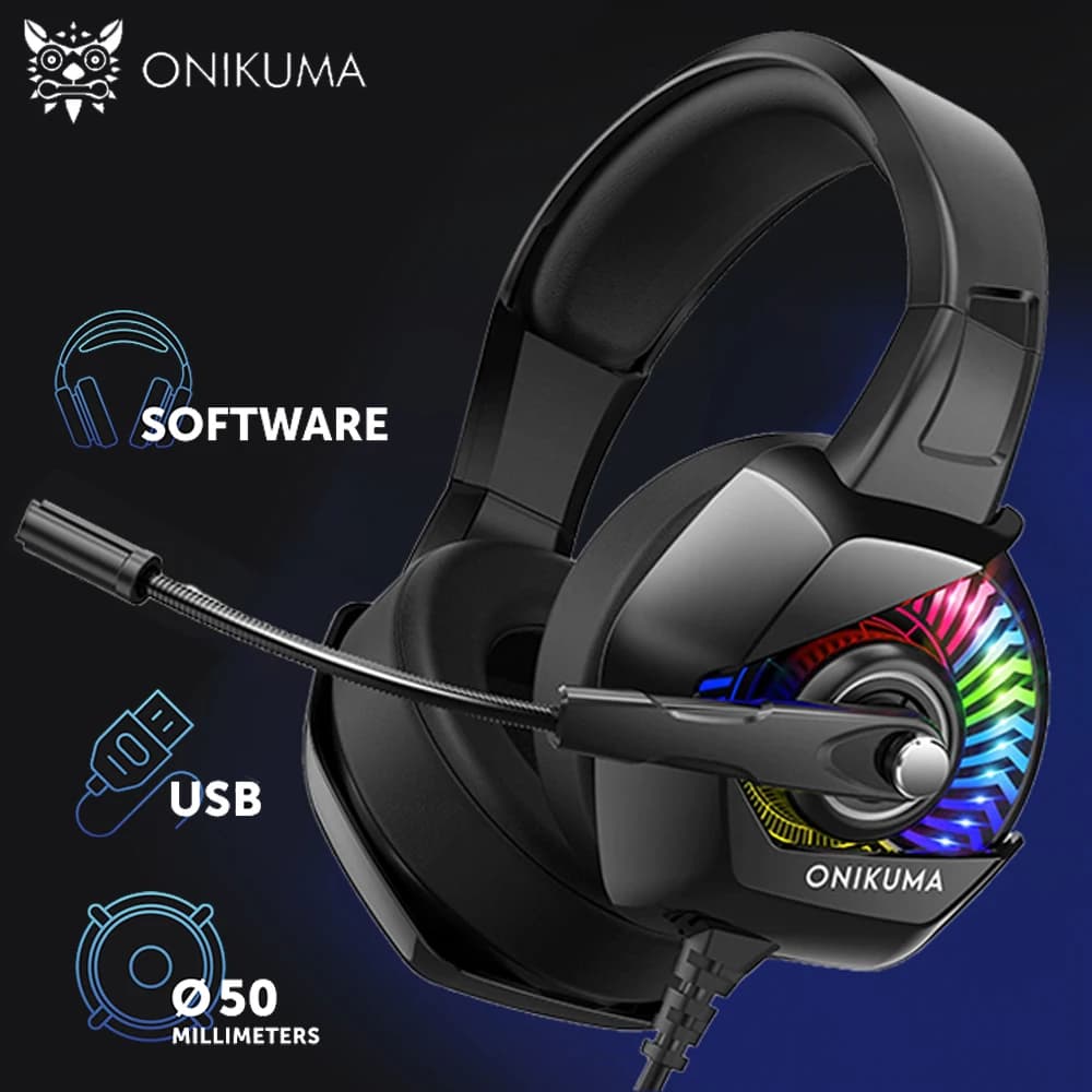 ONIKUMA K6 RGB Gaming headphones with LED light with microphone Over-ear Headphones surround sound 7.1 Wired headset for laptop Tablet Gamer