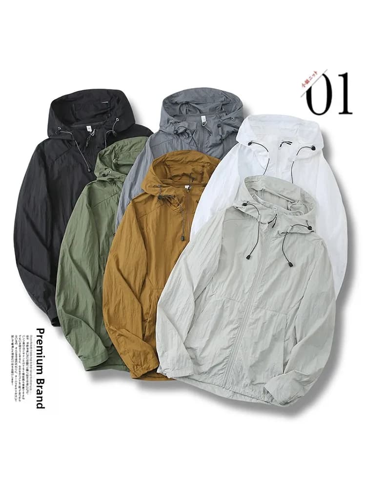 Giacca con cappuccio da esterno leggera e traspirante con tecnologia di protezione solare UPF50 Cool Sensation, per uomo e donna, primavera estate, alla moda.