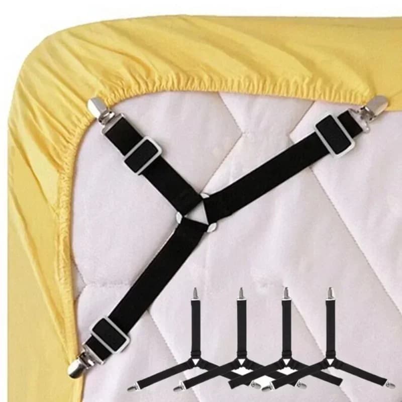 4pcs/set Bed Sheet Fasteners Holder Gadgets for Bed Sheet Organizer Mattress Cover Clip For Home Elastic Straps Adjustable Clips