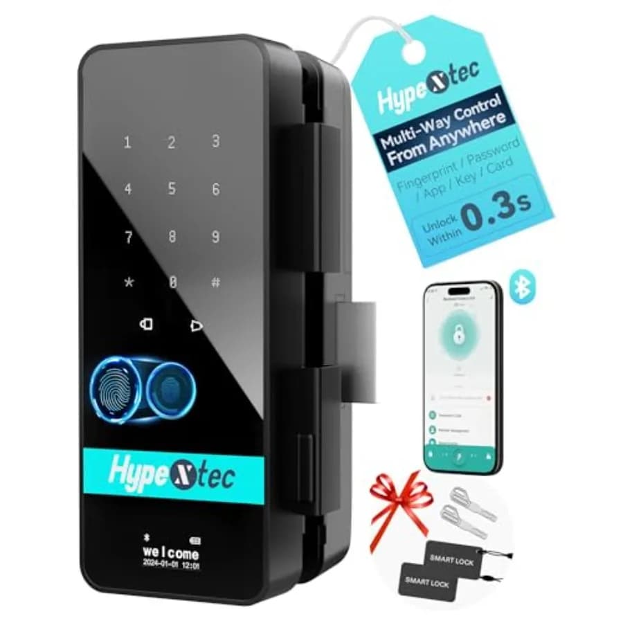 Serrature Intelligenti per Porte in Vetro Senza Telaio, Ingresso Senza Chiave, Serrature con Controllo App Bluetooth, Impronta Digitale, Scheda IC, Controllo Vocale
