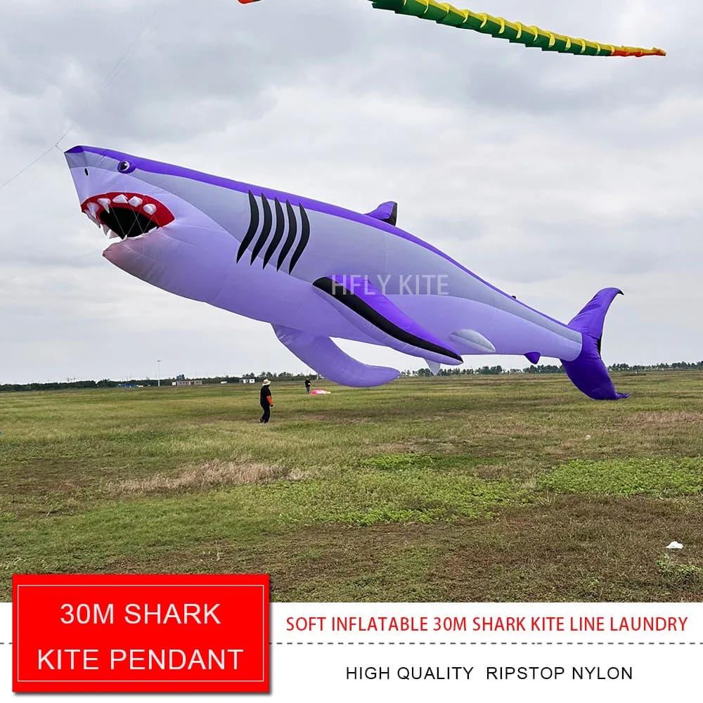 HFLY Nuovo Arrivo Gigante 30m Squalo Aquilone Ciondolo per Adulti di Alta Qualità Ripstop Nylon Animale Spettacolo Aquiloni Linea Lavanderia