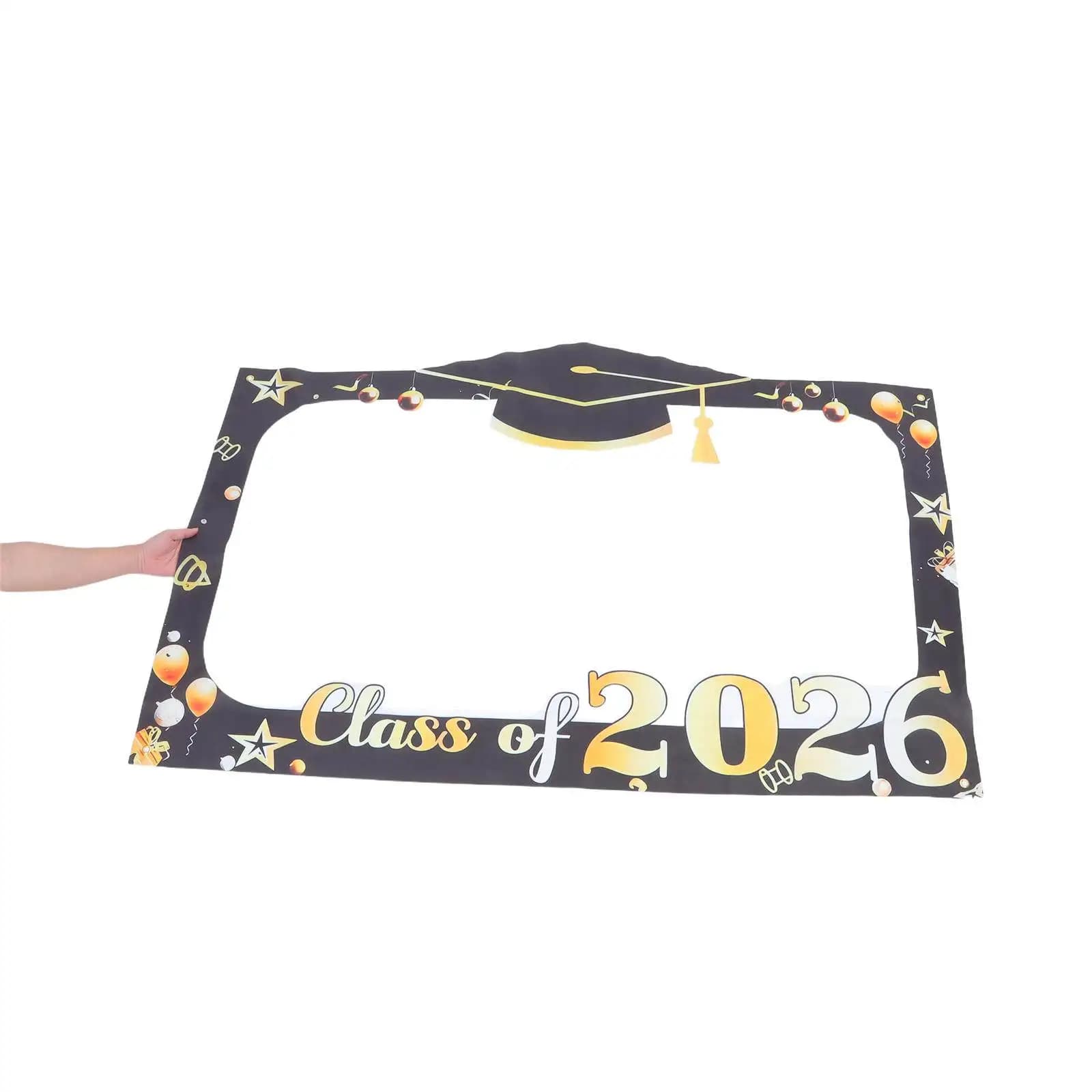 Fabric Graduation Photo Booth Frame 2026 Class of 2026 Large Selfie Picture Frame Banner Graduation Party Decorations