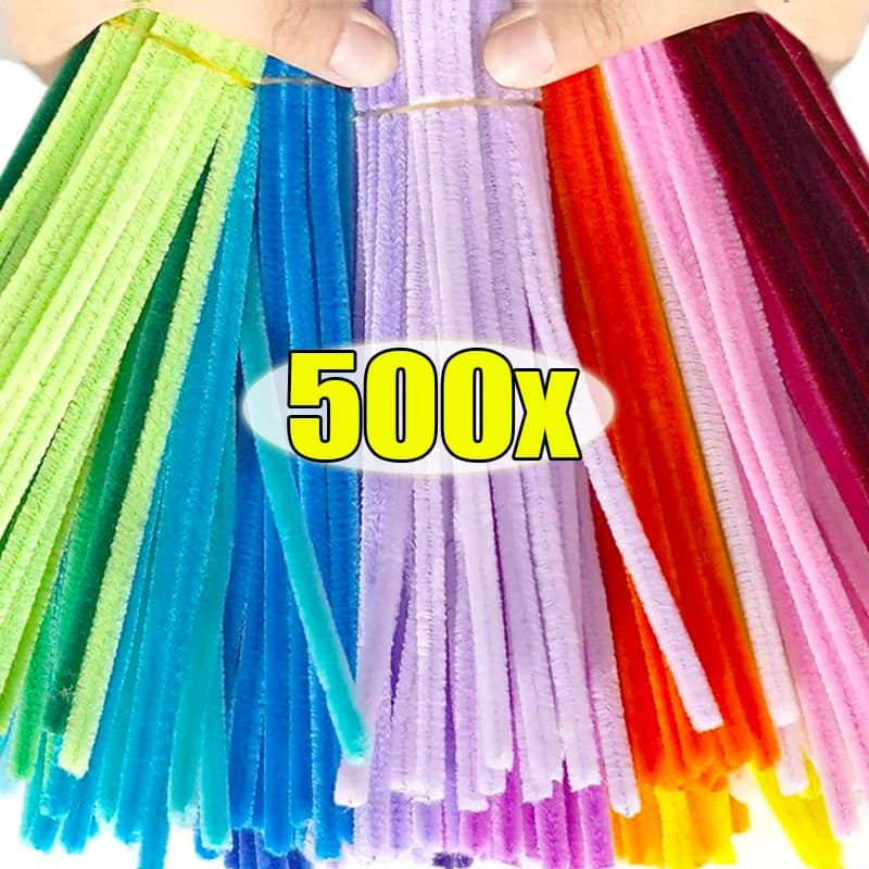 Commercio all'ingrosso Steli di ciniglia colorati Detergenti per tubi Stelo di orpelli di peluche Bastoncini cablati Twist Stick Striscia di capelli Giocattoli educativi artigianali fai-da-te