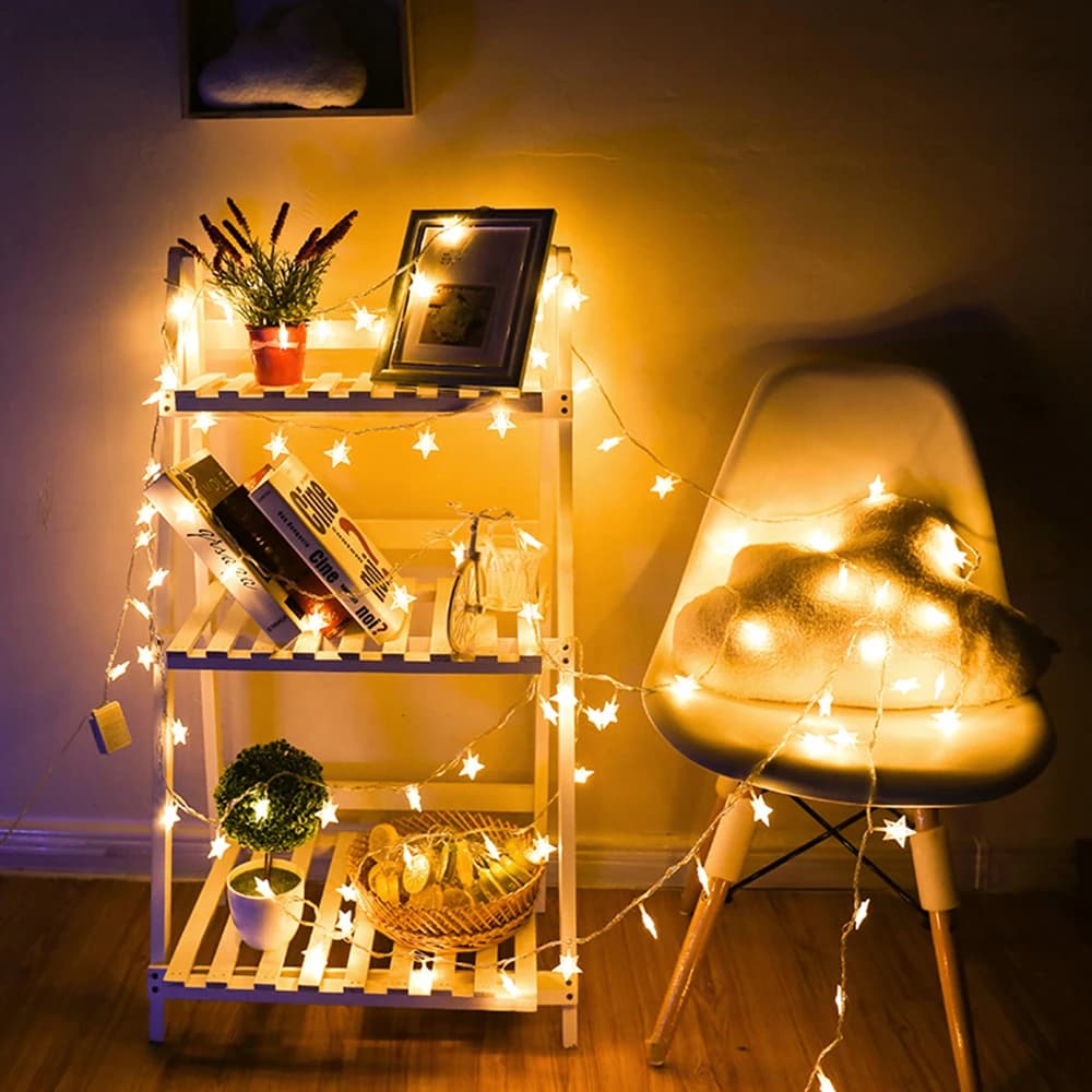 Luci a Catena LED a Forma di Stella 2026, Luci per Esterni, Ghirlanda Luminosa, Luci a Stringa per Feste, Casa, Matrimoni, Terrazza, Giardino, Decorazioni Natalizie