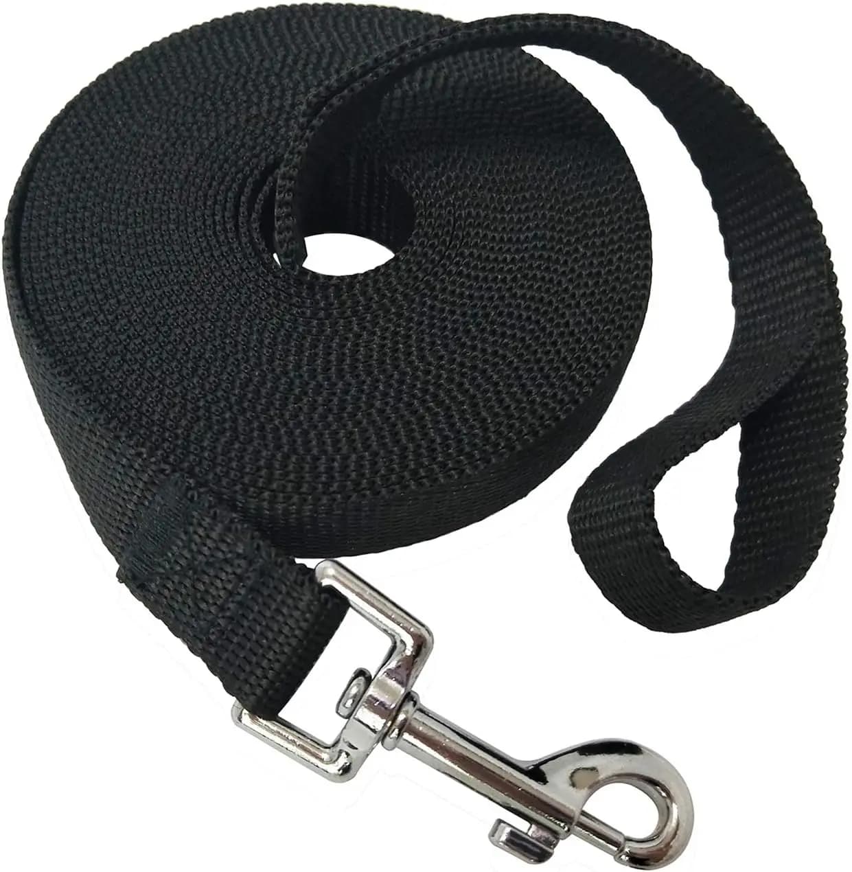 Guinzaglio per Cani in Nylon per Cani di Taglia Piccola, Media e Grande, Lunghezza da 15 a 50 Piedi, Guinzaglio per Addestramento e Campeggio (20 Piedi, Nero)