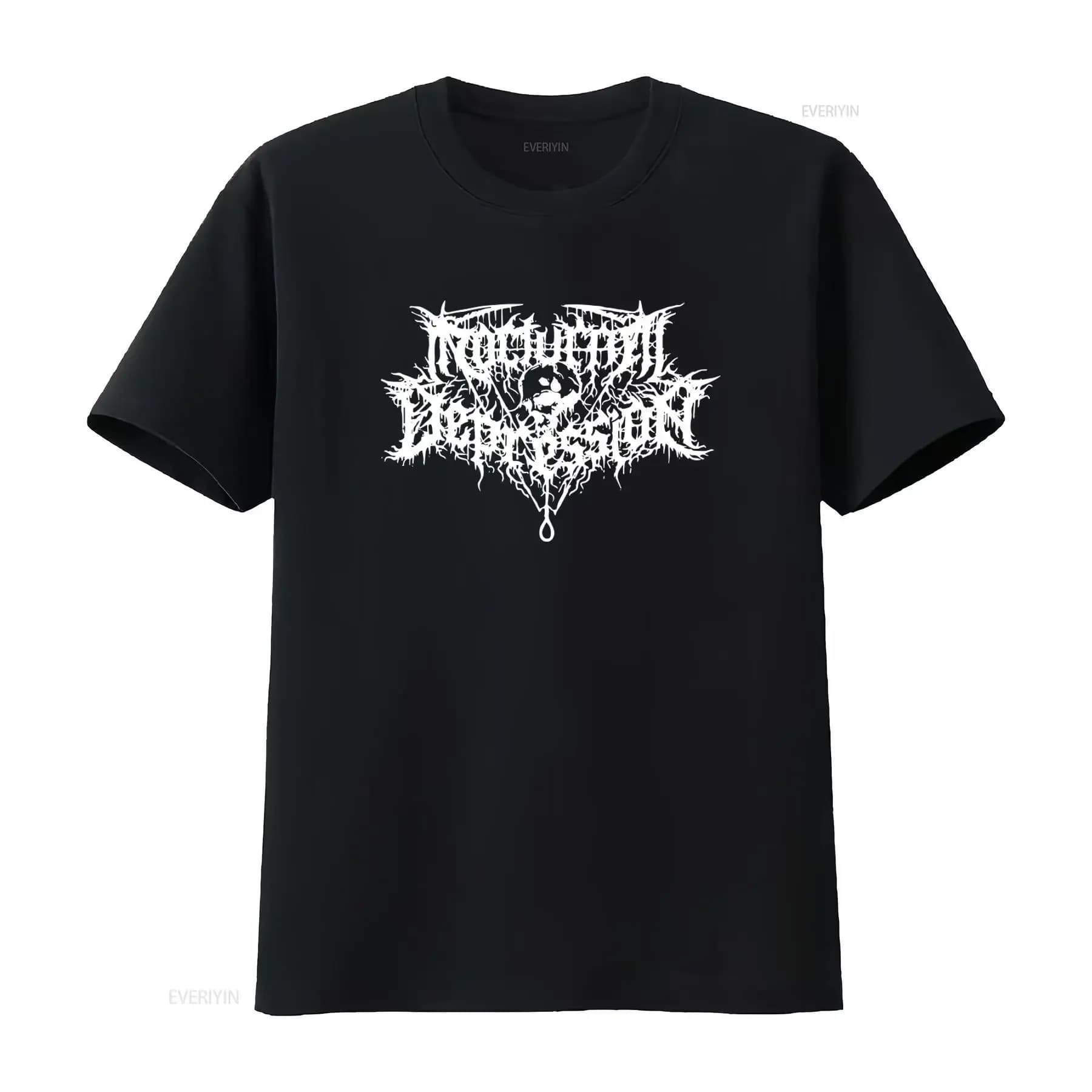 T-shirt con stampa logo del gruppo Black Metal Nocturnal Depression per uomo, stile gotico, grafica vintage effetto lavato, elasticizzato, da uomo