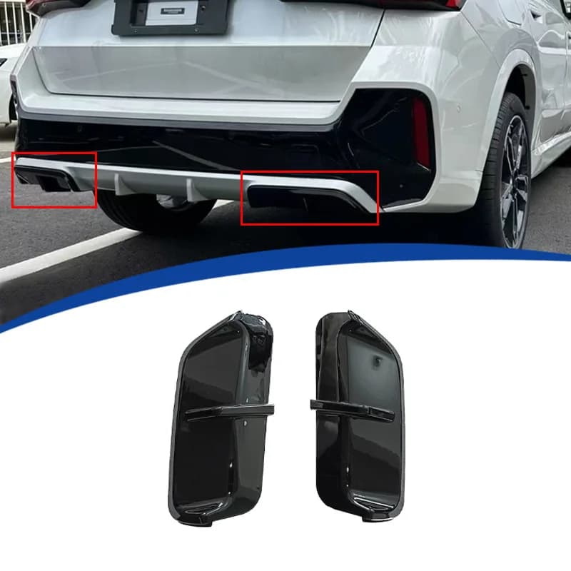 Per BMW X1 U11 2023-2024 2 Pezzi Diffusore Posteriore in Plastica ABS Nero Lucido