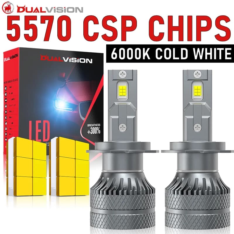H4 LED Canbus Car Headlight K5C K6C H7 H8 H9 H11 H1 9005 HB3 9006 HB4 9012 HIR2 Socket 5570 CSP Turbo Fan Fog Lights 6000K White