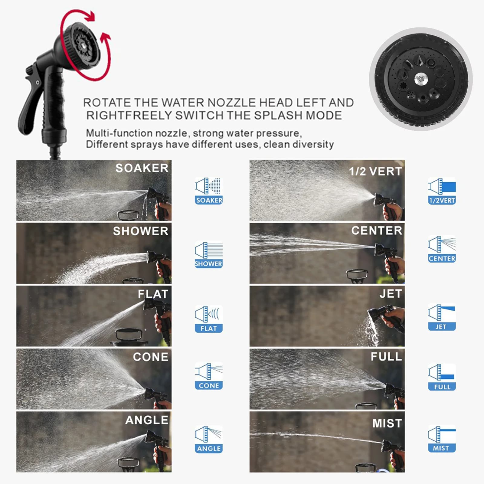 Spruzzatore d'Acqua Portatile con Tubo Lungo 3 Metri, Doccia Portatile Multifunzionale per Escursionismo, Viaggi, Giardino e Spiaggia