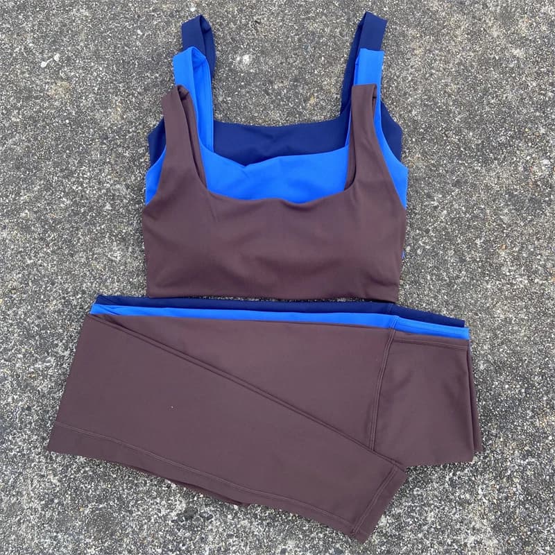 Set of 2-piece yoga leggings Gym Set Women's Sports Set with Bra with Back Cava + High Waist Leggings Fitness Jumpsuit for Running