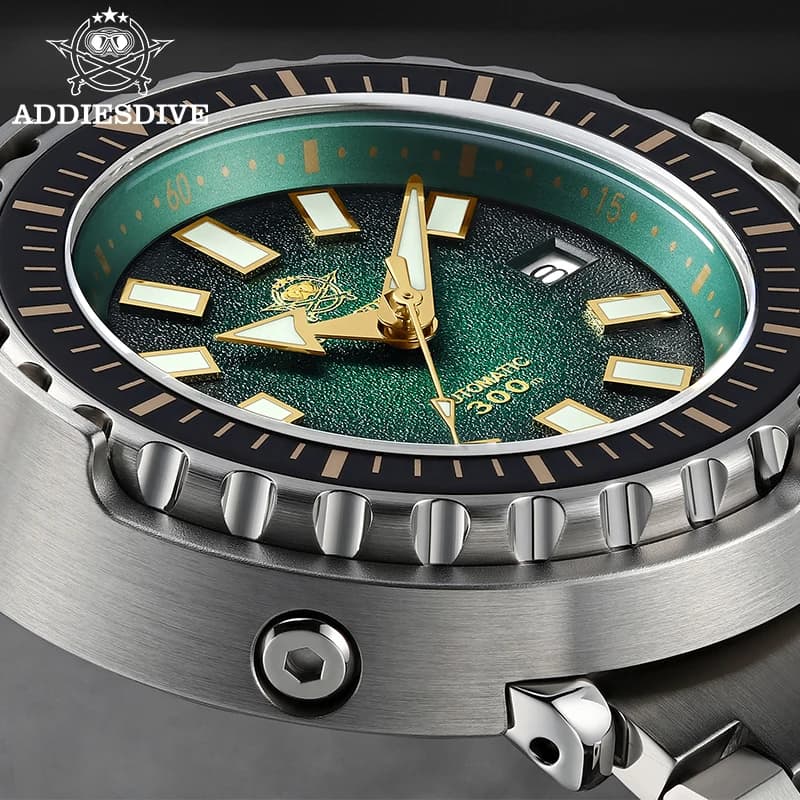 ADDIESDIVE Orologio da sub da uomo con vetro zaffiro impermeabile da 300 m NH35 Tuna Orologio da uomo con rivestimento AR C3/BGW9 Orologi meccanici super luminosi