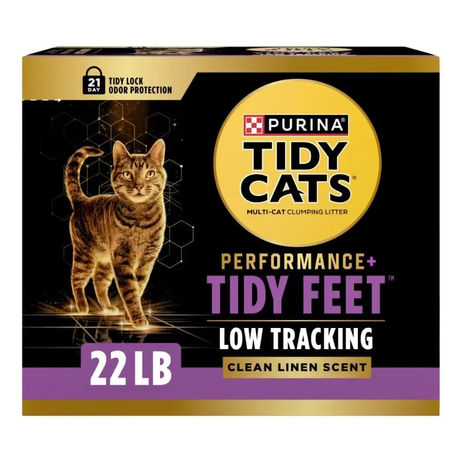 Purina Performance Plus Tidy Feet Low Tracking Cat Litter, Clean Linen Scent, 22 lb Box