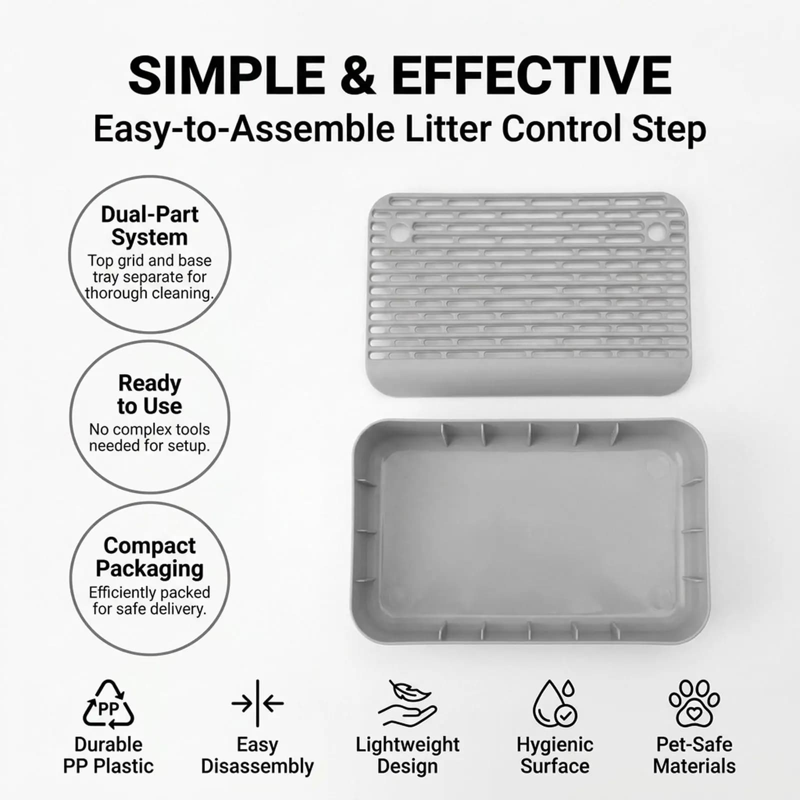 Cat Litter Step Stool Sturdy Plastic Splashproof Design for Enclosed Cat Litter Box Easy Clean Trapper