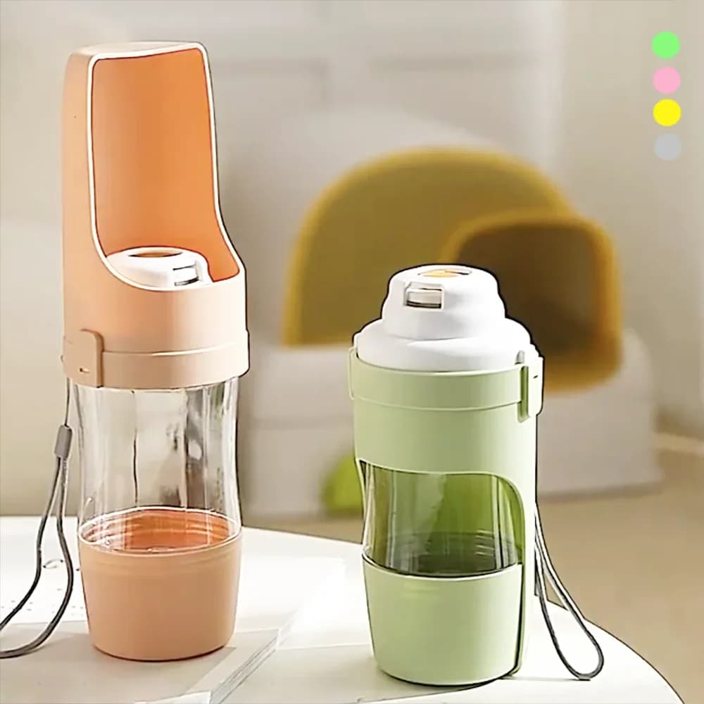 Portable Pet Water Bottle with Food Container Foldable 2in1 Pet Travel Bowl Puppy Dog Cat Outdoor Drinking Food Feeder