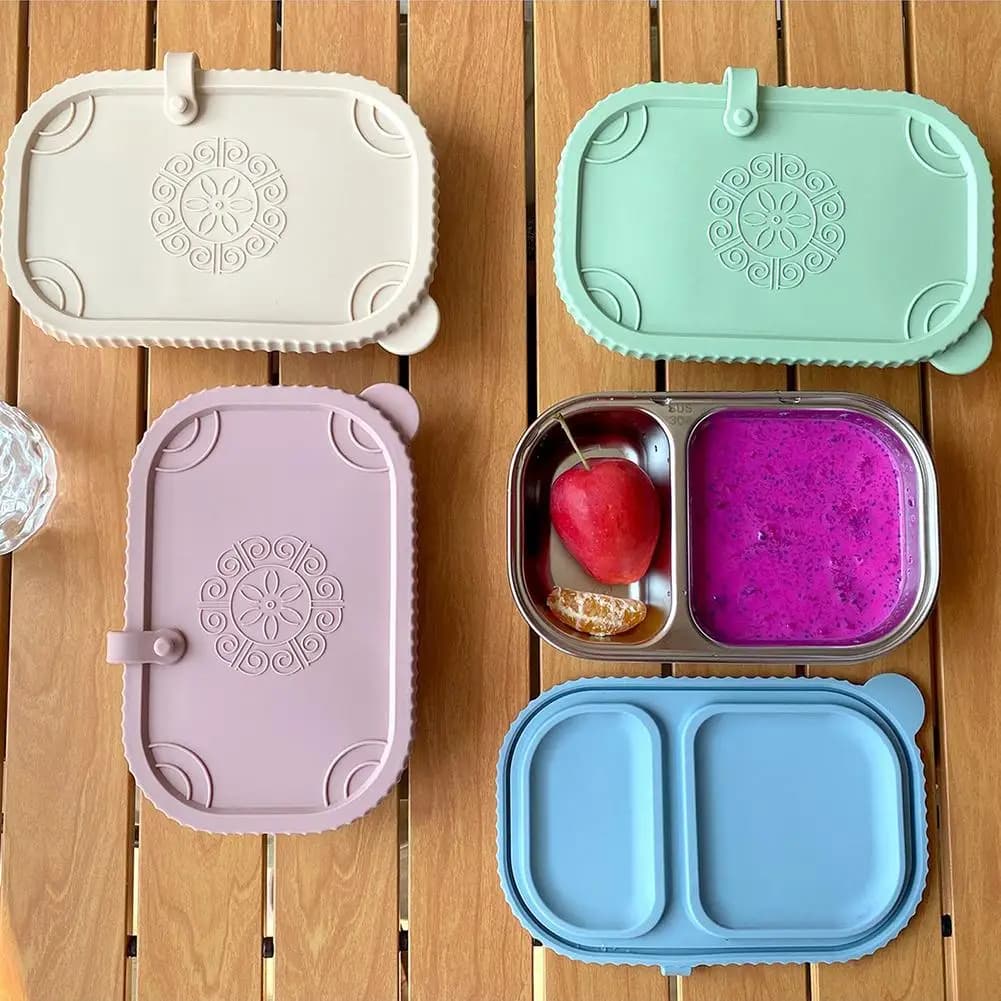Contenitore per il pranzo in acciaio inossidabile 304 con coperchio, contenitore portatile per alimenti, insalata di frutta, impilabile, a prova di perdite, per studenti L4R0