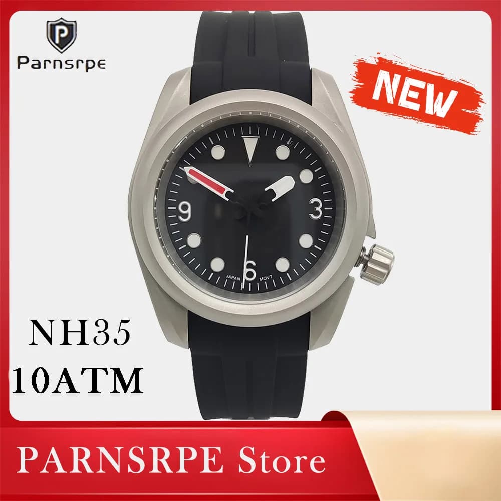 38mm Diving Mechanical Men's Watch NH35 Automatic Movement 200m Water Resistant AR Coated Sapphire Crystal Rubber Watch