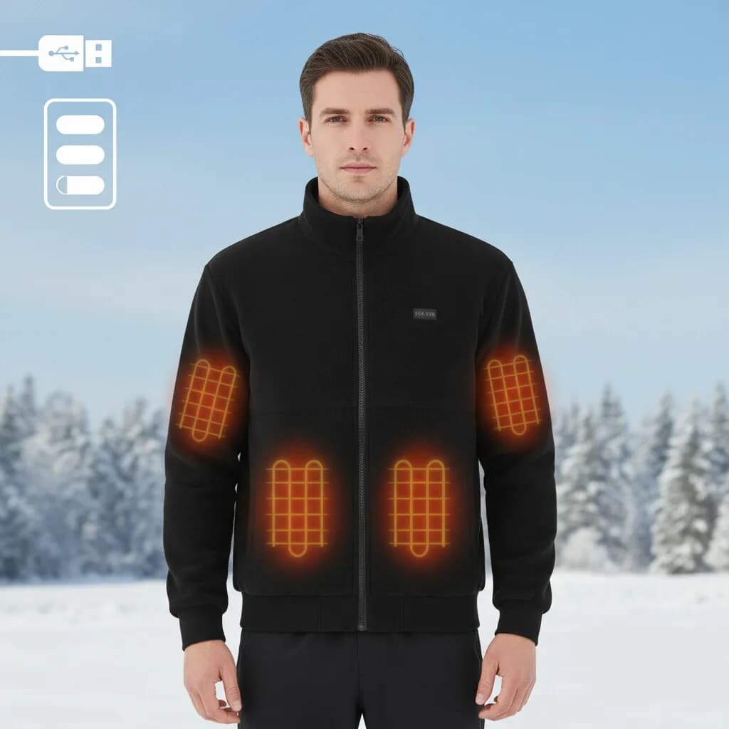 Fleece jacket with intelligent heating 8 zones double control hot spring thickened thermal clothing fashionable coats for road bike