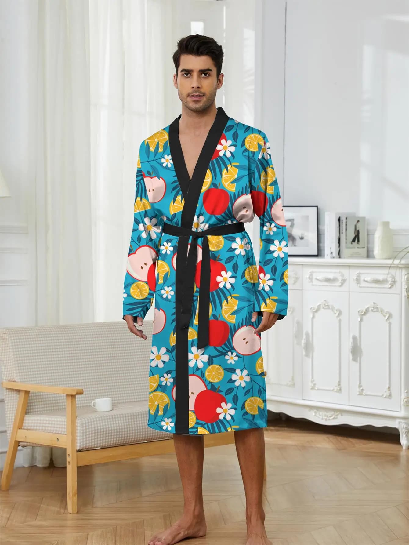 1pcs Men's Robes 2026 Spring/Summer Shower robe Graphic Breathable 3D Printed Bathrobe man Robe man Sleepwear Bathrobe men