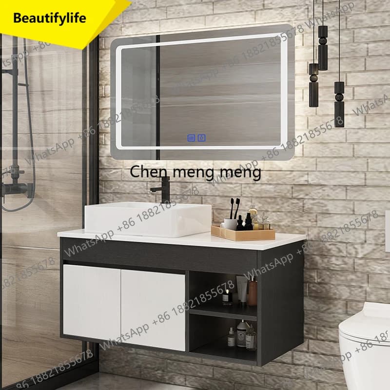 Mobile Bagno Moderno A17 in Marmo con Specchio Integrato, Armadietto Lusso per Bagno, Organizer Trucchi e Accessori Casa