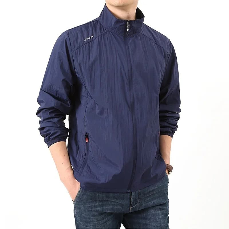 Men's Lightweight Skin Coat Summer Stand Collar Casual Smooth Feeling Skin-friendly Hiking Sun Protection Fashion Outwear