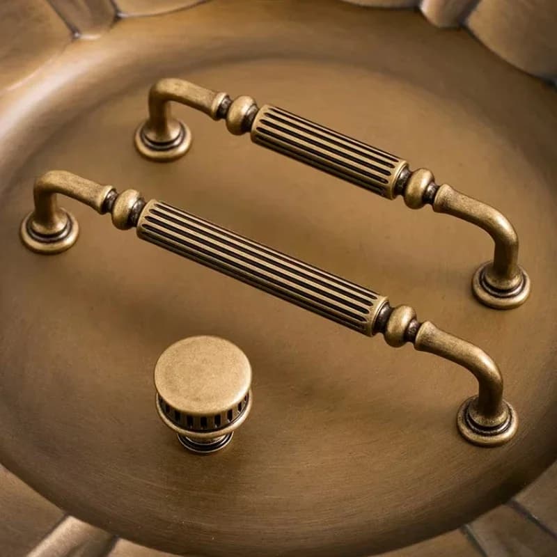 Maniglie per Cassetti e Bar Vintage in Ottone Massiccio Bronzo Giallo Antico, Pomelli per Mobili, Maniglie per Cassetti da Camera da Letto e Cucina, Ferramenta per Mobili
