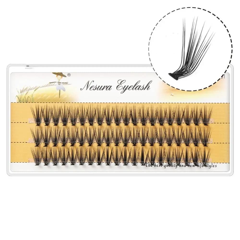 Ciglia Finte a Segmenti Curvatura L 8-15mm, Ciglia a Ciuffetti Individuali Oblique Winged, Riutilizzabili Fai da Te per Donna