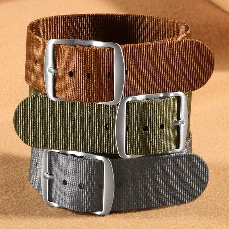 20mm Soft Nylon Watch Strap Men Women Military Watchband Universal Ribbed Nylon Wristband Canvas Weave Sport Bracelets Accessory