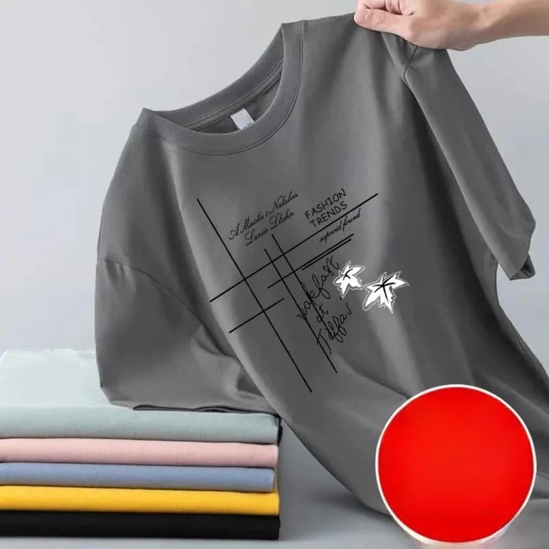 Men's Short Sleeve T-Shirt Ice Silk Quick Dry Thin Base Shirt Summer Fashion Print Loose Fit round Neck Regular Length Base S...