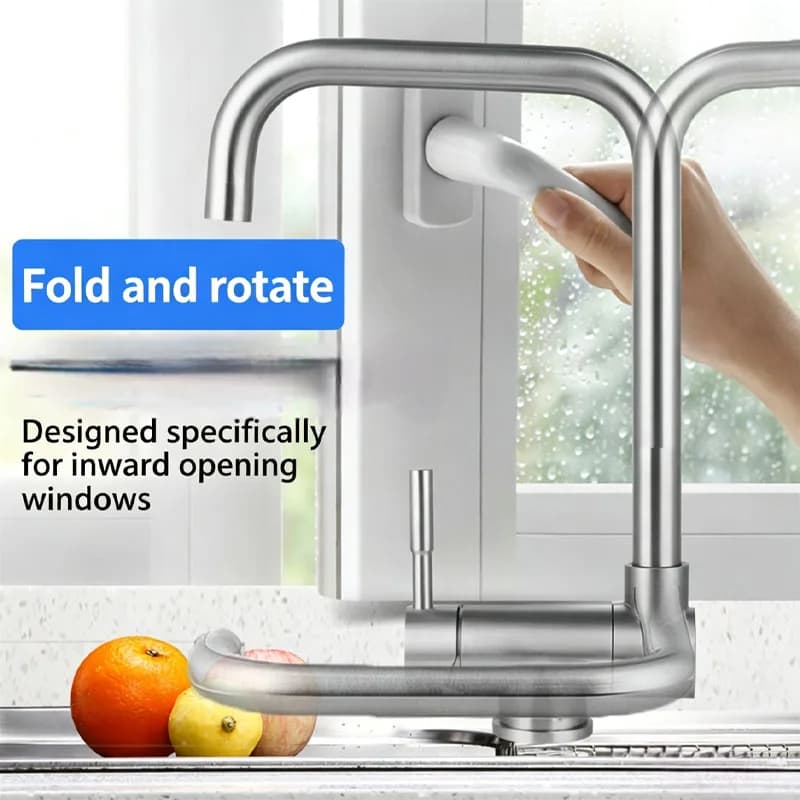 Foldable Stainless Steel Kitchen Faucet 360° Swivel Hot and Cold Mixer Tap for Bathroom Kitchen Sink Laundry Tub