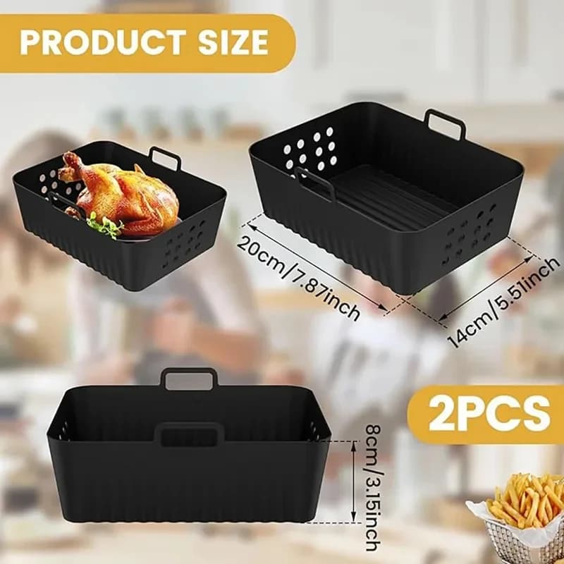 2 Pezzi/1 Pezzo Rivestimenti in Silicone per Friggitrice ad Aria Ninja SL400 SL401 Stack XL, Cestello Riutilizzabile, Vassoio da Forno, Accessori per Friggitrice ad Aria