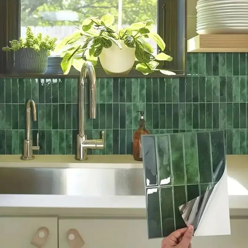 10 wall tile stickers, heat-resistant kitchen screens and stickers, waterproof wall tile sticker