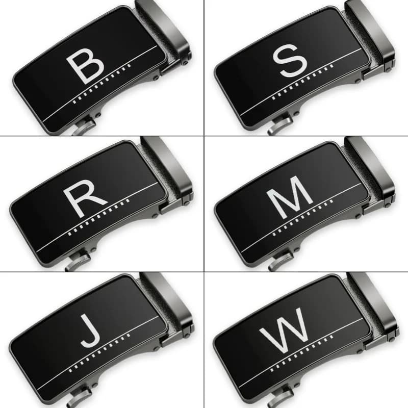 Men's Letter Business Belt Buckle Replacement Parts Automatic Buckle for Width 3.2-3.5cm Ratchet Belt Alloy Buckle