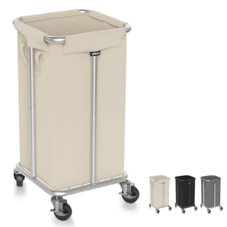 Cesto Portabiancheria con Ruote 115L, Cesto Portabiancheria Grande con Ruote per Vestiti Sporchi, Carrello con Telaio in Acciaio e Sacco Rimovibile per Camera da Letto