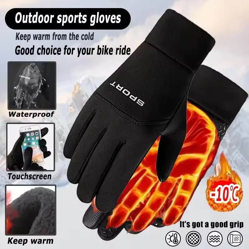 Women's Winter Men's Hot Cycling Gloves Touch Screen Velvet Lined Gloves Cold Resistant for Outdoor Running Sport