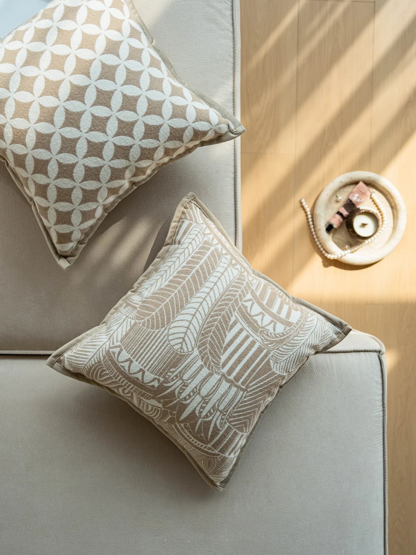 Cream Style Pillow Cover Home Use Sofa Pillow Sample Room Living Room Couch Backrest Square Pillow Non-Customizable