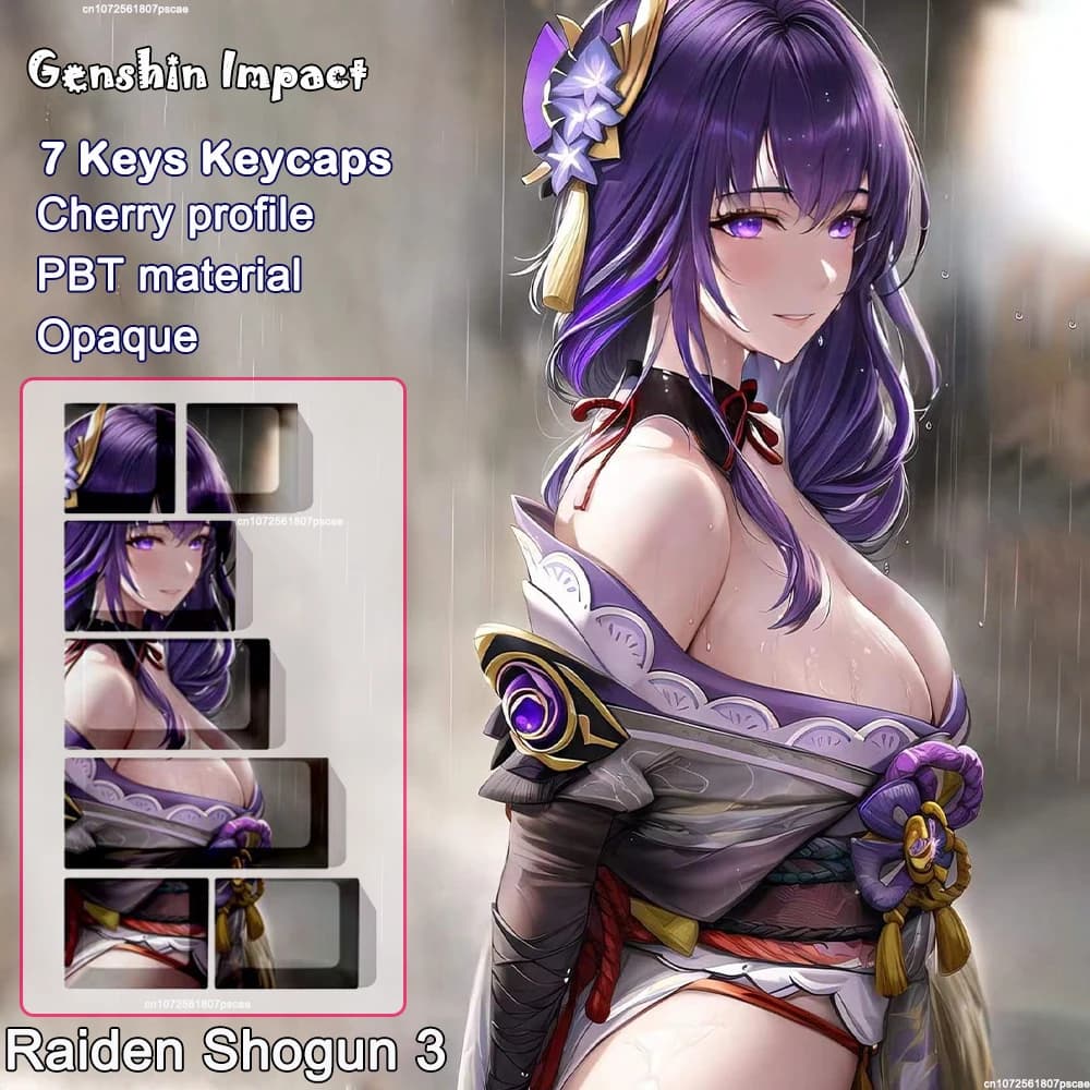 Copritasti 7 tasti/set Genshin Impact Copritasti Cherry Profilo PBT Personaggio del gioco Chiori Arlecchino Copritasti per tastiera meccanica