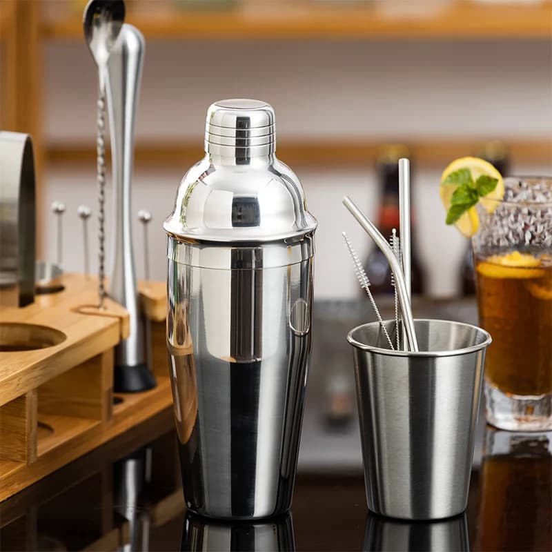Set Professionale da Barman in Acciaio Inox, Shaker Antigoccia da 750ml Rinforzato, Set Completo di 23 Pezzi