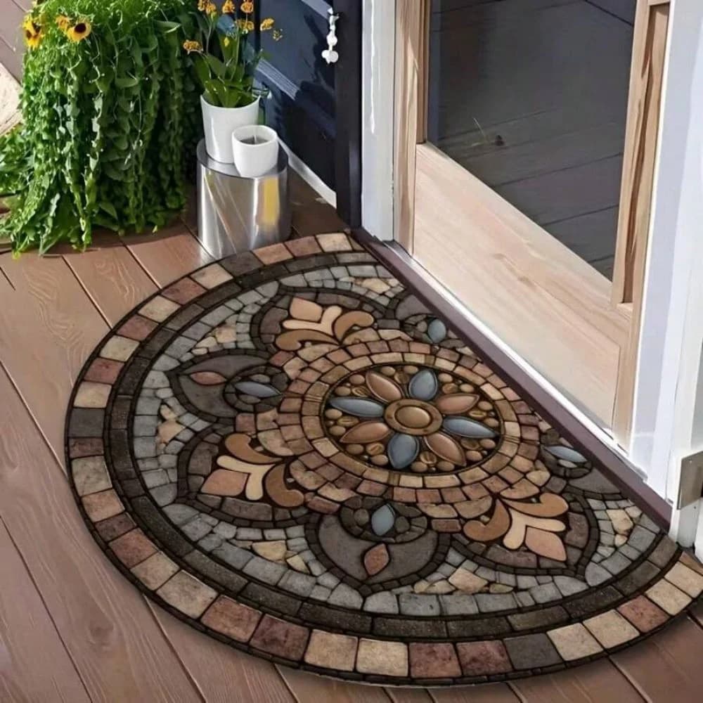 VIKAMA Tappetino di benvenuto semicircolare retrò, lavabile, antiscivolo, per interni ed esterni, decorazione per la casa