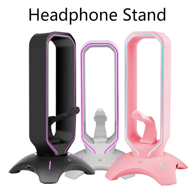 RGB Headphone Support with Elastic Mouse Cable Support Play Headphone Support with 2 USB ports Over-ear Headphone Support for Desk Display